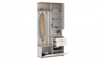 Шкаф для прихожей 65.08 Антре с зеркалом вотан/белый (Олмеко) в Богдановиче - bogdanovich.mebel-e96.ru