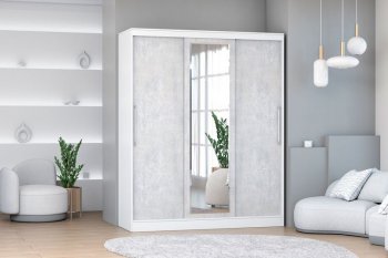 Шкаф-купе 1700 мм 3-х дверный с 1-м зеркалом (арт. 012) белый/цемент (Диал) в Богдановиче - bogdanovich.mebel-e96.ru