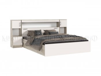Кровать Бася 1600 мм с надстройкой и тумбами крафт/кашемир (Миф) в Богдановиче - bogdanovich.mebel-e96.ru