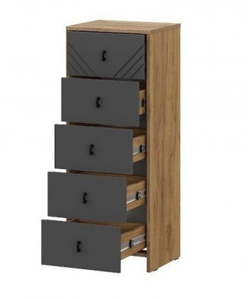Комод (5 ящиков) Байкал Графит/Дуб золотой (СВ) в Богдановиче - bogdanovich.mebel-e96.ru