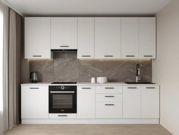 Кухонный гарнитур высокий Белый глянец 3000 мм МДФ (Санвут) в Богдановиче - bogdanovich.mebel-e96.ru