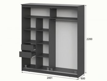 Шкаф-купе №25 2000 мм Блэк ЛАЙТ графит (СВ) в Богдановиче - bogdanovich.mebel-e96.ru