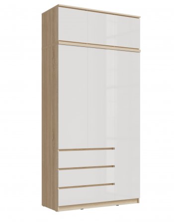Шкаф 1200 мм Челси с антресолью, сонома/белый (Миф) в Богдановиче - bogdanovich.mebel-e96.ru