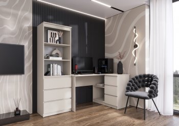 Письменный стол угловой + Стеллаж Челси кашемир (Миф) в Богдановиче - bogdanovich.mebel-e96.ru