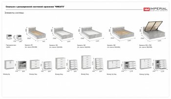 Спальный гарнитур Чикаго модульный, ателье светлый/белый (Имп) в Богдановиче - bogdanovich.mebel-e96.ru