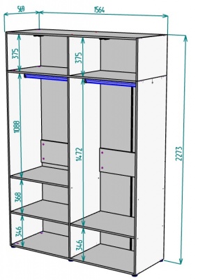 Шкаф 1564 мм Erik H313 + Антресоль HA4 (Дуб вотан) в Богдановиче - bogdanovich.mebel-e96.ru