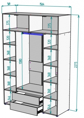 Шкаф 1564 мм Erik H328 + Антресоль HA4 (Графит) в Богдановиче - bogdanovich.mebel-e96.ru