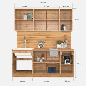 КУхонный гарнитур Эстетик 1800 мм порт-ройал (Сурская) в Богдановиче - bogdanovich.mebel-e96.ru