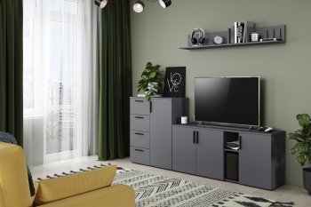Стенка Эйр модульная, графит (Моби) в Богдановиче - bogdanovich.mebel-e96.ru