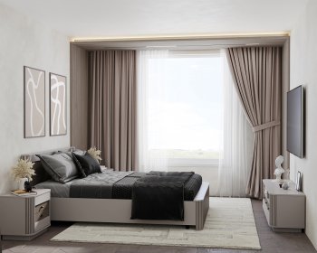 Спальный гарнитур Фантазия модульный, кашемир (Олмеко) в Богдановиче - bogdanovich.mebel-e96.ru