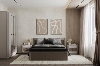 Спальный гарнитур Фантазия модульный, кашемир (Олмеко) в Богдановиче - bogdanovich.mebel-e96.ru