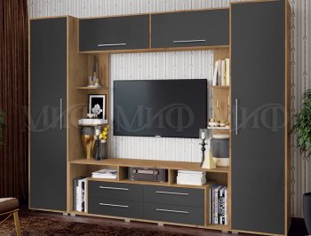 Стенка Гармония (2700) МДФ крафт/графит (Миф) в Богдановиче - bogdanovich.mebel-e96.ru