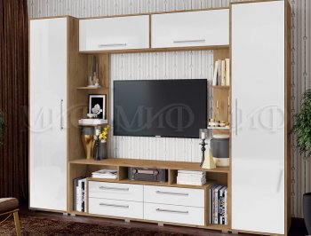Стенка Гармония (2700) МДФ крафт/белый (Миф) в Богдановиче - bogdanovich.mebel-e96.ru