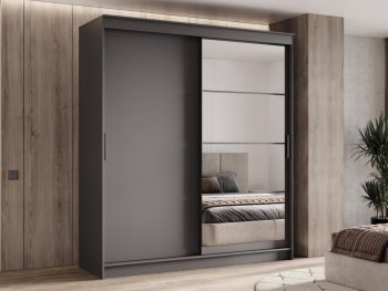 Шкаф-купе 2000 мм Гранд-1 ЛДСП/Зеркало, графит (Эра) в Богдановиче - bogdanovich.mebel-e96.ru