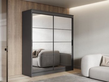 Шкаф-купе 2000 мм Гранд-1 зеркало/зеркало, графит (Эра) в Богдановиче - bogdanovich.mebel-e96.ru