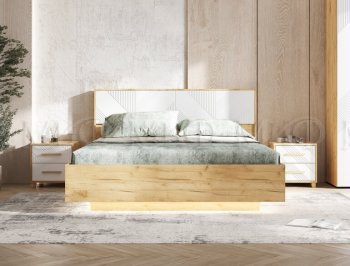 Кровать парящая Ирис крафт/белый с подсветкой (Миф) в Богдановиче - bogdanovich.mebel-e96.ru