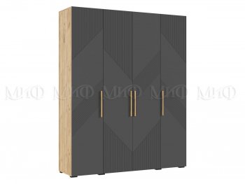 Шкаф 1800 мм Ирис с антресолью крафт/графит (Миф) в Богдановиче - bogdanovich.mebel-e96.ru