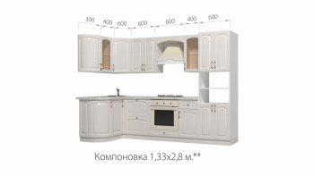 Кухонный гарнитур Кантри 1330*2800 мм в Богдановиче - bogdanovich.mebel-e96.ru