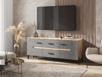 Тумба ТВ Ким бетон темный (Миф) в Богдановиче - bogdanovich.mebel-e96.ru