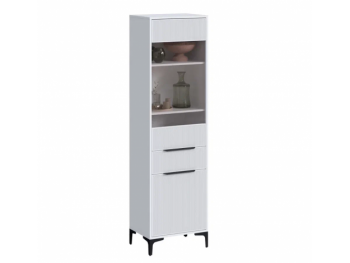 Пенал 550 мм со стеклом Кимберли белый (Handis) в Богдановиче - bogdanovich.mebel-e96.ru