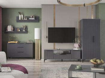 Стенка Кимберли графит, модульная (Handis) в Богдановиче - bogdanovich.mebel-e96.ru