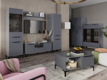 Стенка Кимберли графит, модульная (Handis) в Богдановиче - bogdanovich.mebel-e96.ru