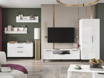 Стенка Кимберли белый, модульная (Handis) в Богдановиче - bogdanovich.mebel-e96.ru