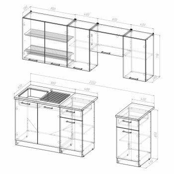 Кухонный гарнитур Кира компакт 2200 мм (Герда) в Богдановиче - bogdanovich.mebel-e96.ru