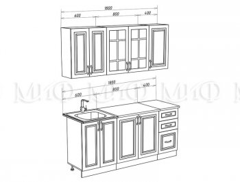 Кухонный гарнитур Констанция 1800 мм белый/джинс (Миф) в Богдановиче - bogdanovich.mebel-e96.ru