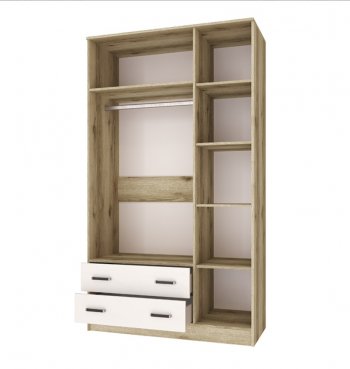 Шкаф Лагуна с антресолью делано/белый (Текс) в Богдановиче - bogdanovich.mebel-e96.ru