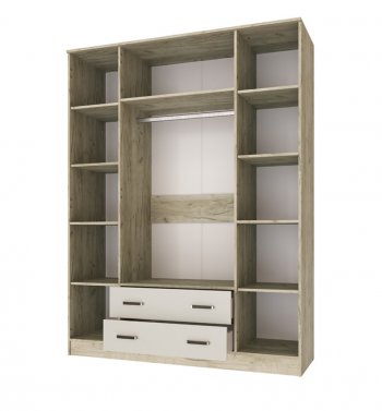 Шкаф 1600 мм Лагуна с антресолью крафт серый/кашемир (Текс) в Богдановиче - bogdanovich.mebel-e96.ru