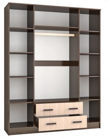 Шкаф 1600 мм Лагуна с антресолью венге/дуб (Текс) в Богдановиче - bogdanovich.mebel-e96.ru