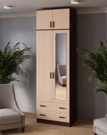 Шкаф 800 мм Лагуна с антресолью венге/дуб (Текс) в Богдановиче - bogdanovich.mebel-e96.ru