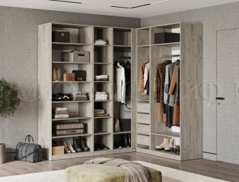 Гардеробная/шкаф 2200*1706 мм Ларго №3 дуб крафт серый/кашемир (Миф) в Богдановиче - bogdanovich.mebel-e96.ru