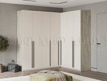 Гардеробная/шкаф 2200*1706 мм Ларго №3 дуб крафт серый/кашемир (Миф) в Богдановиче - bogdanovich.mebel-e96.ru