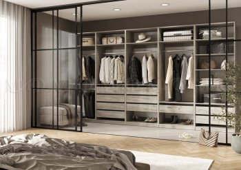 Гардеробная/шкаф 4000 мм Ларго №1 открытая дуб крафт серый (Миф) в Богдановиче - bogdanovich.mebel-e96.ru