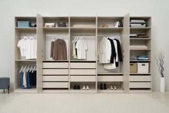 Гардеробная/шкаф 4000 мм Ларго №4 Кашемир (Миф) в Богдановиче - bogdanovich.mebel-e96.ru