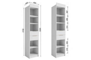 Стеллаж Лавис с ящиками СД 450.1/2 белый софт (ДСВ) в Богдановиче - bogdanovich.mebel-e96.ru