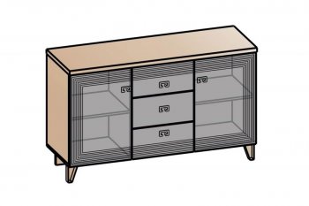 Комод 2дв, 3ящ Лежер КМ-3103 дуб серый/холст вулканический(СанТан) в Богдановиче - bogdanovich.mebel-e96.ru