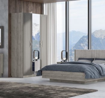 Шкаф распашной 1400 мм Лежер ШК-3103 дуб серый/холст вулканический (СанТан) в Богдановиче - bogdanovich.mebel-e96.ru