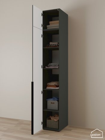 Шкаф с антресолью 400 мм Linnea MHR-1A-2 2450х400х510 (Графит-М 11.1.25) в Богдановиче - bogdanovich.mebel-e96.ru