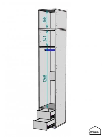 Шкаф с антресолью 400 мм Linnea MHR-1A-3 2450х400х510 (Графит-М 11.1.25) в Богдановиче - bogdanovich.mebel-e96.ru