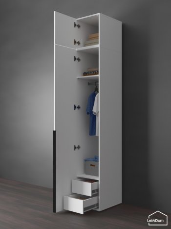 Шкаф с антресолью 400 мм Linnea MHR-1A-3 2450х400х510 (Белый-М 11.1.2) в Богдановиче - bogdanovich.mebel-e96.ru