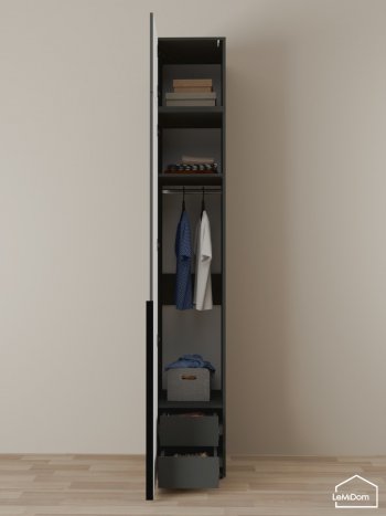 Шкаф с антресолью 400 мм Linnea MHR-1A-3 2450х400х510 (Графит-М 11.1.25) в Богдановиче - bogdanovich.mebel-e96.ru