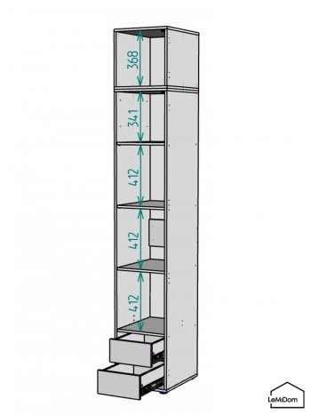 Шкаф с антресолью 400 мм Linnea MHR-1A-4 2450х400х510 (Графит-М 11.1.25) в Богдановиче - bogdanovich.mebel-e96.ru