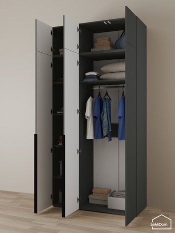 Шкаф с антресолью 1200 мм Linnea MHR-3A-1 2450х1200х510 (Графит-М 11.1.25) в Богдановиче - bogdanovich.mebel-e96.ru