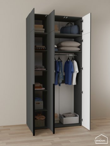 Шкаф с антресолью 1200 мм Linnea MHR-3A-1 2450х1200х510 (Графит-М 11.1.25) в Богдановиче - bogdanovich.mebel-e96.ru