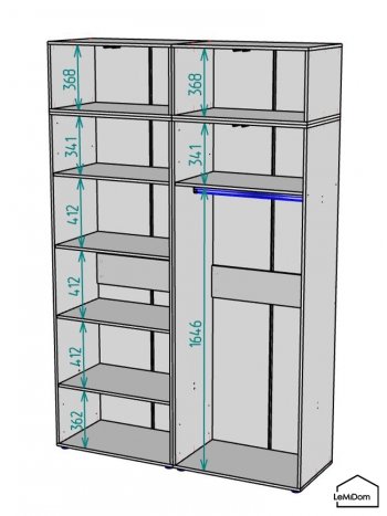 Шкаф с антресолью 1600 мм Linnea MHR-4A-1 2450х1600х510 (ДВ-М 11.1.25) в Богдановиче - bogdanovich.mebel-e96.ru