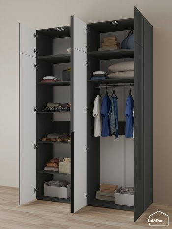 Шкаф с антресолью 1600 мм Linnea MHR-4A-1 2450х1600х510 (Графит-М 11.1.25) в Богдановиче - bogdanovich.mebel-e96.ru