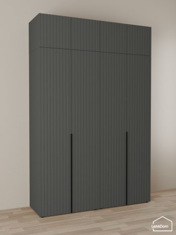 Шкаф с антресолью 1600 мм Linnea MHR-4A-2 2450х1600х510 (Графит-М 11.1.25) в Богдановиче - bogdanovich.mebel-e96.ru